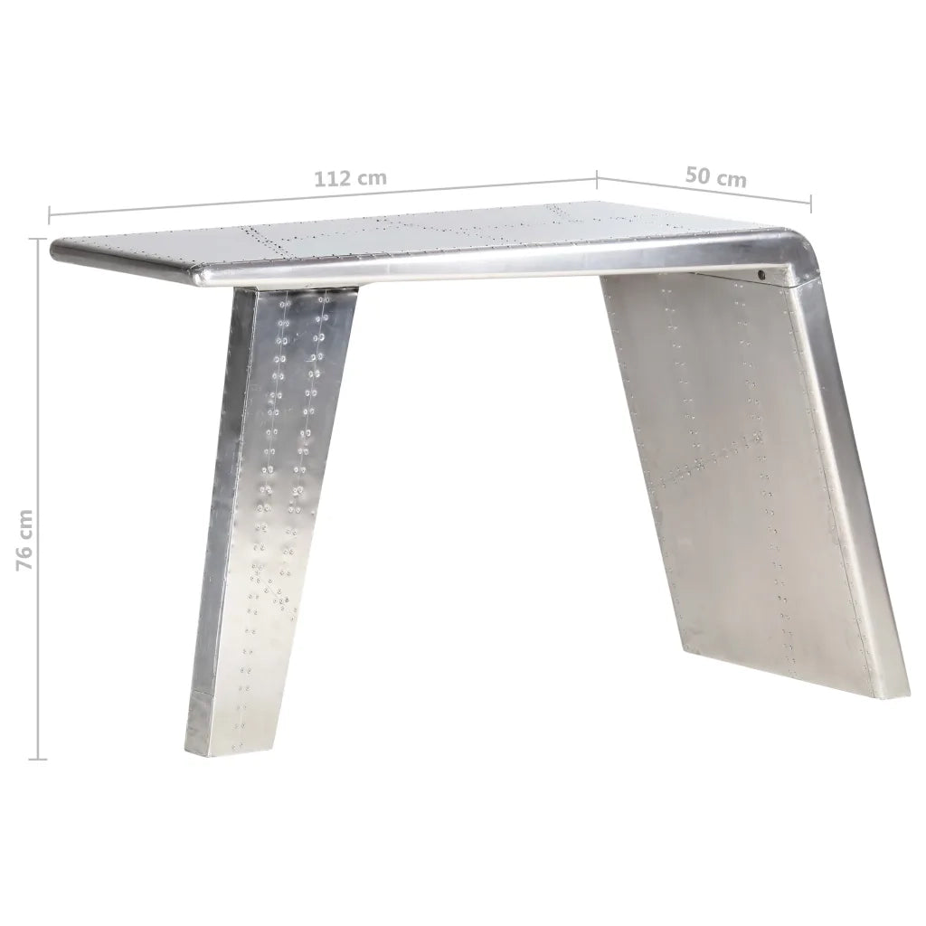 Scrivania | Tavolo da Ufficio Aviator Argento 112x50x76 cm Metallo