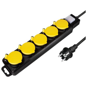 LogiLink LPS255 prolunghe e multiple 1,5 m 5 presa(e) AC Esterno Nero, Giallo
