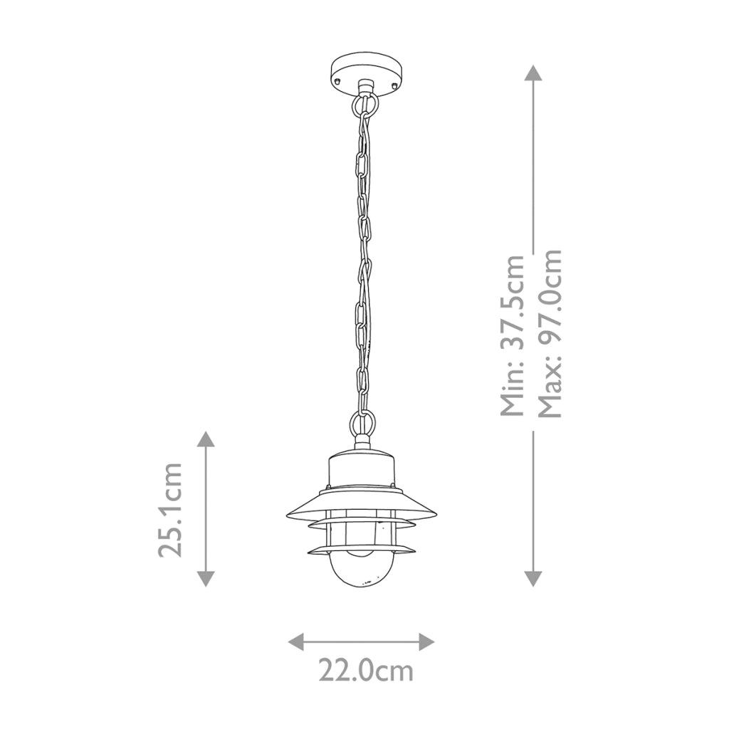 Lampada a sospensione esterna industriale E27 60W Copenhagen
