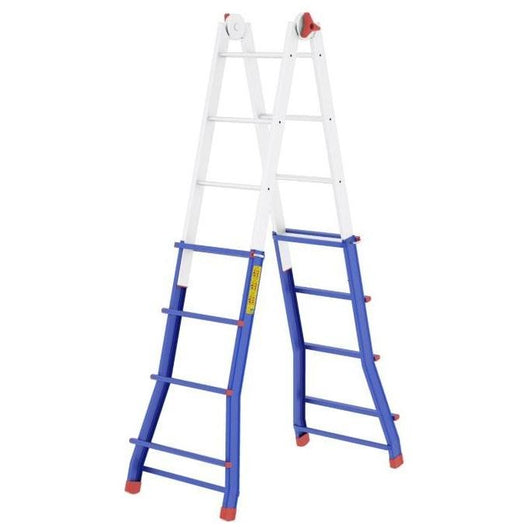 Colombo Scala PRATIC 5+5 In Acciaio Altezza Massima 4,6 M Gradini Zigrinati Piedini Antisdrucciolevoli