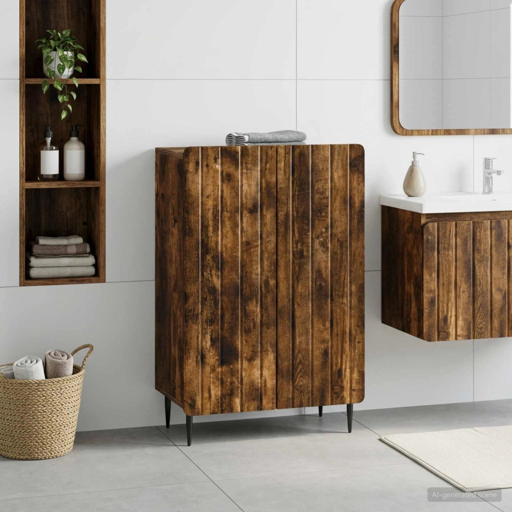 Mobiletto da Bagno ZWOLLE Rovere Fumo 59,5 x 31 x 79,5 cm 896400