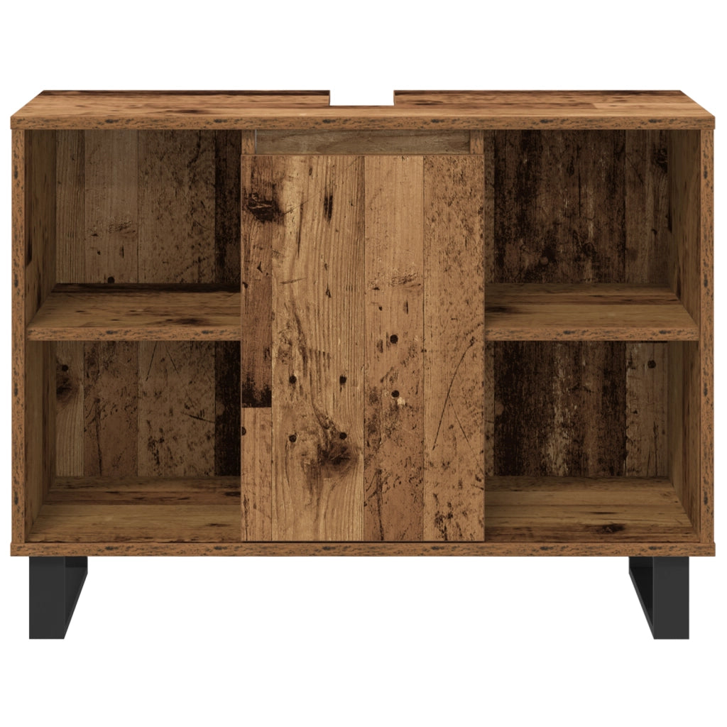 Set di Mobili Bagno 3 Pezzi Legno Vecchio Legno Ingegnerizzato