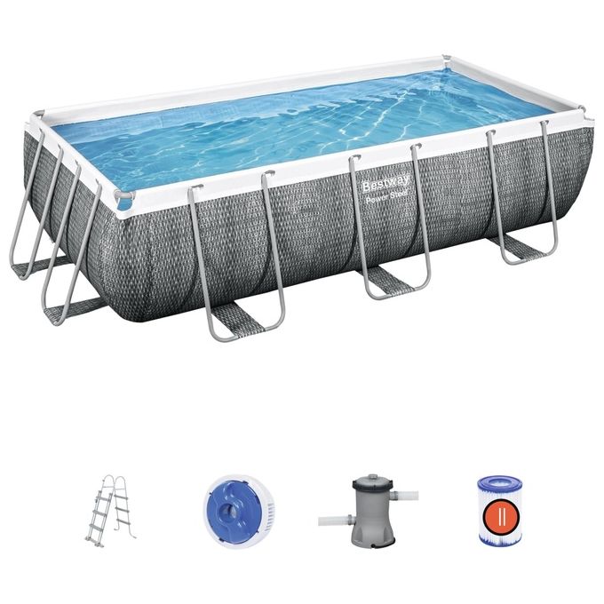 Bestway Power Steel Set piscina fuori terra 4.04 x 2.01 x 1 m Rattan grigio