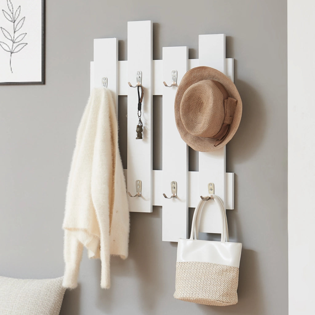 Appendiabiti da Muro Raseborg a 4 Pannelli per Ingresso 80 x 60 cm Bianco [en.casa]