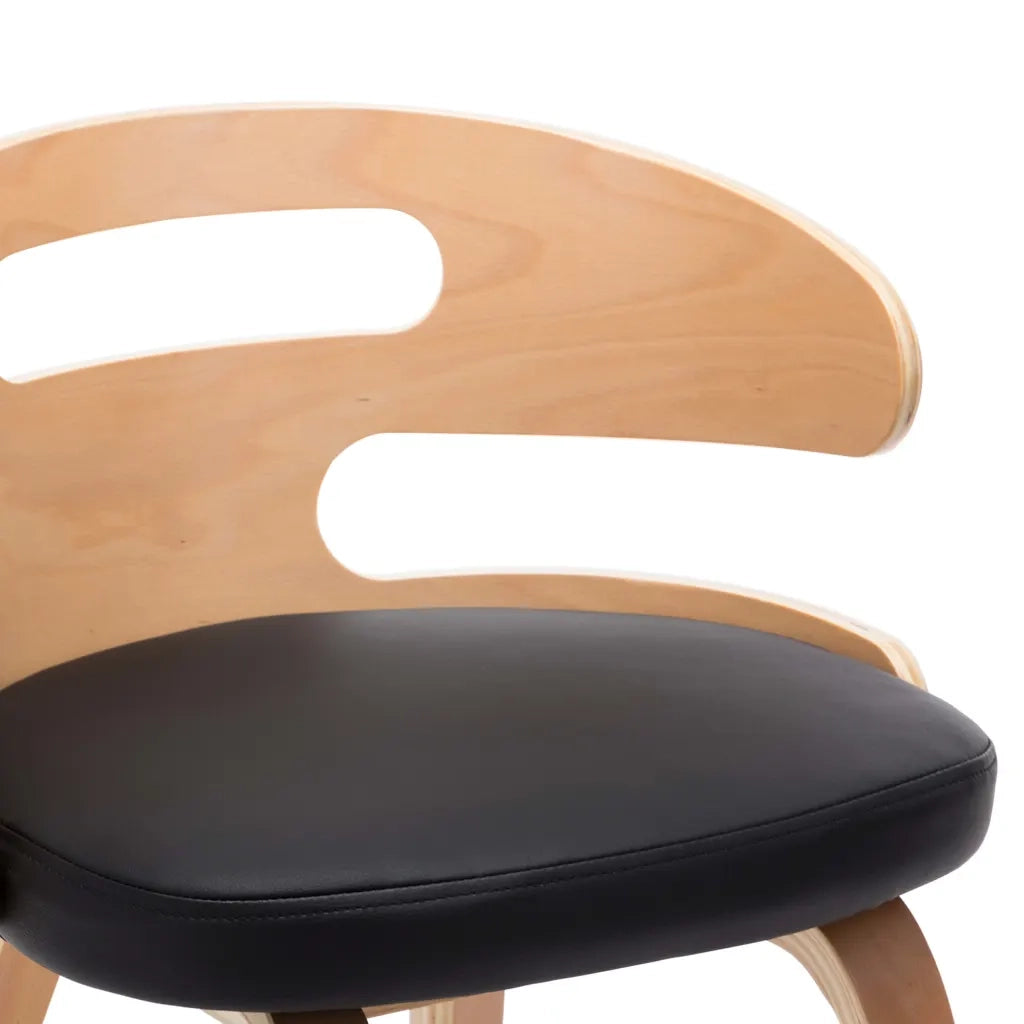 Sedie da Pranzo 2 pz | Sedie da cucina Nere in Legno Curvato e Similpelle