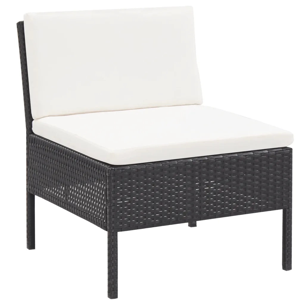 Set Divani da Giardino 3 pz con Cuscini in Polyrattan Nero 48956