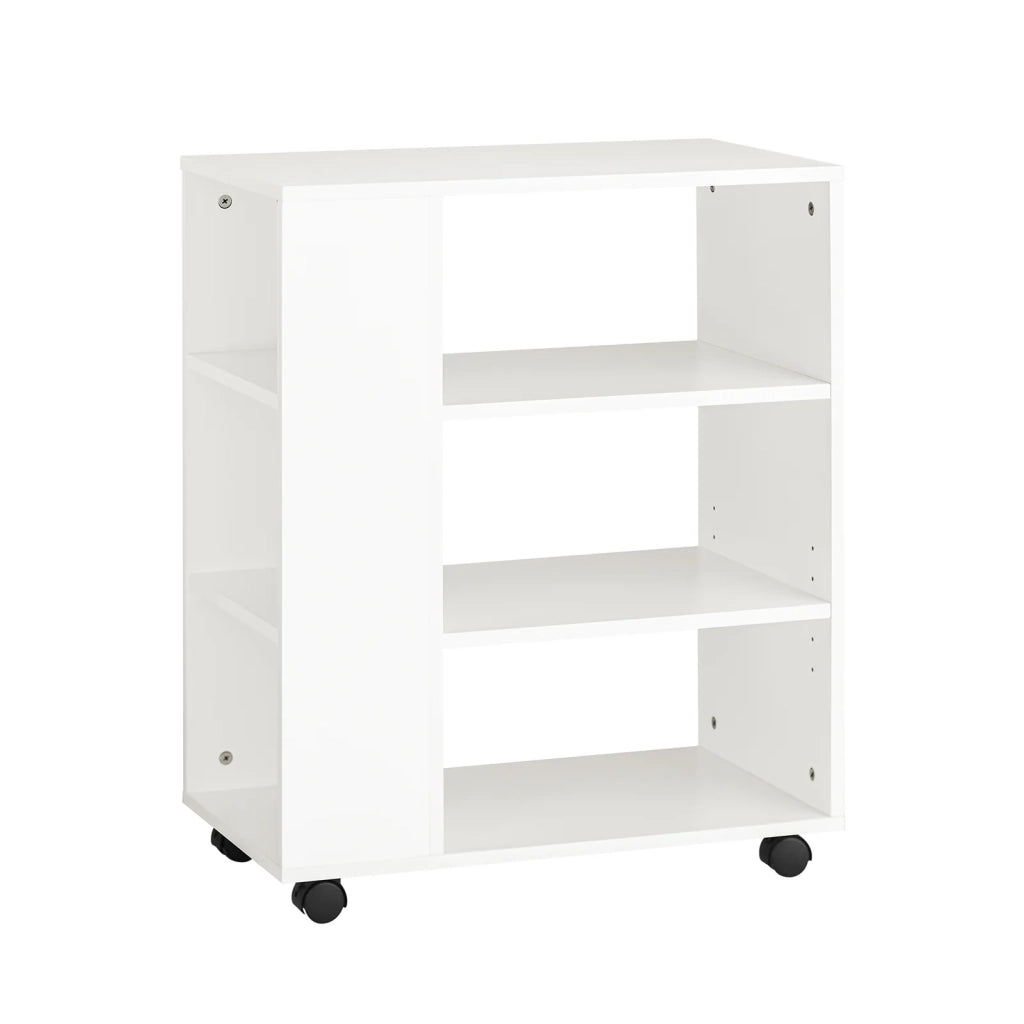 Tavolino Salotto con Ruote,Porta Stampante, Bianco,Altezza 75 cm, FBT68-
