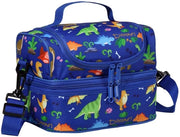 Borsa di Latta per Bambini, Borsa Isolante per Ragazzi con Due Compartimenti e Tasca Rimovibile e Regolabile per Piccoli Alunni, Borsa per Piccoli, Dinosauri Blu