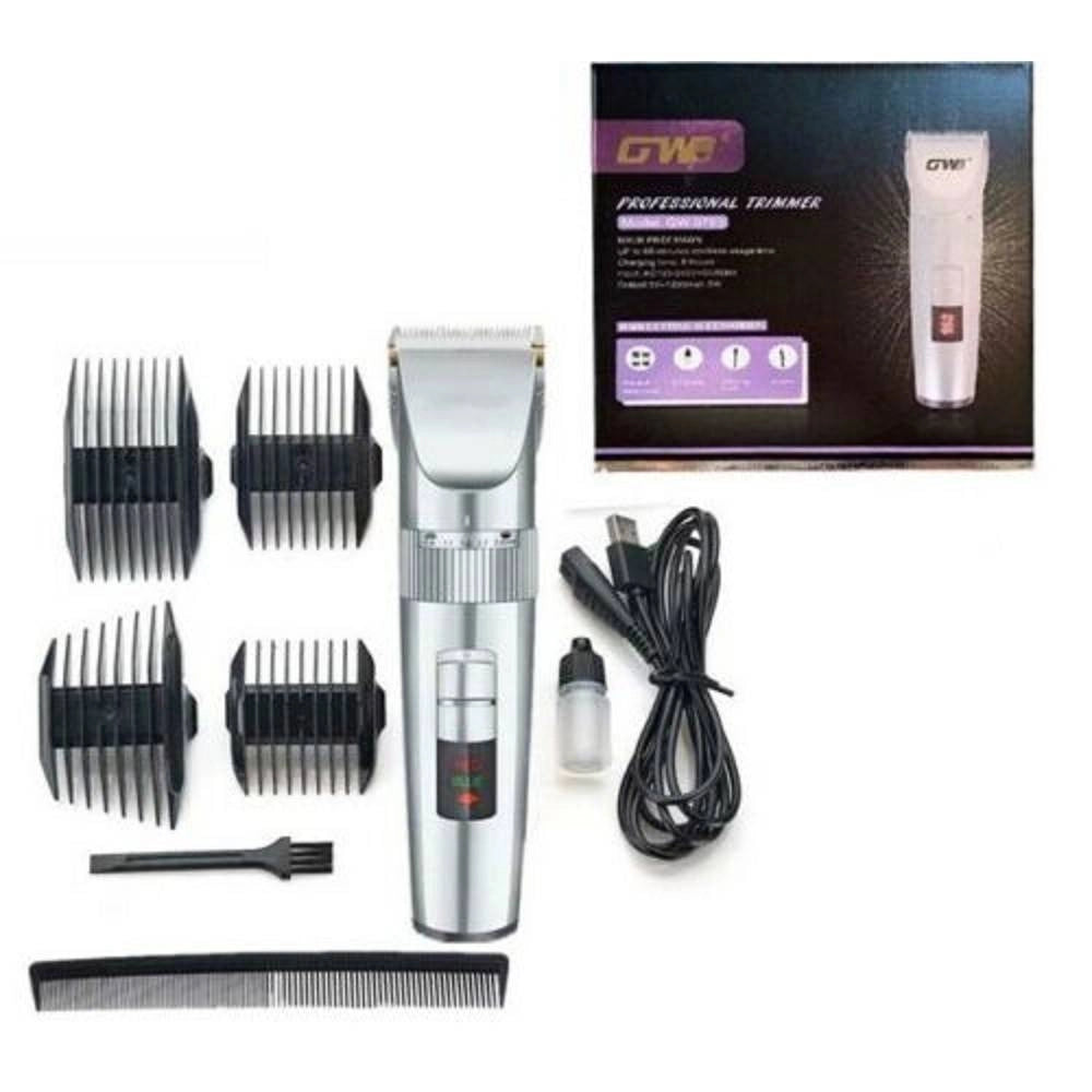 Trade Shop - Rasoio Elettrico Tagliacapelli Gw-9673 Ricaricabile + 4 Pettini Capelli -
