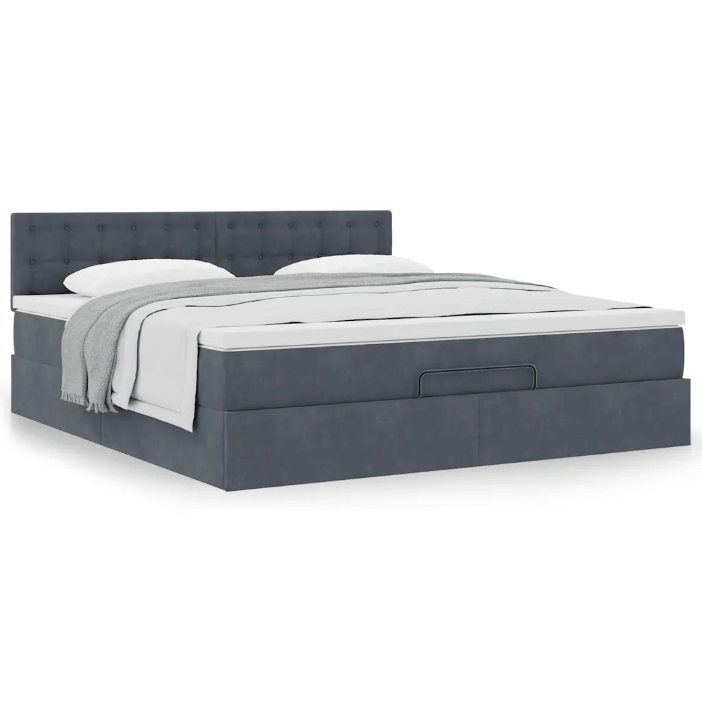 Struttura Letto Pouf con Materasso 160x200 cm in Velluto 3311928