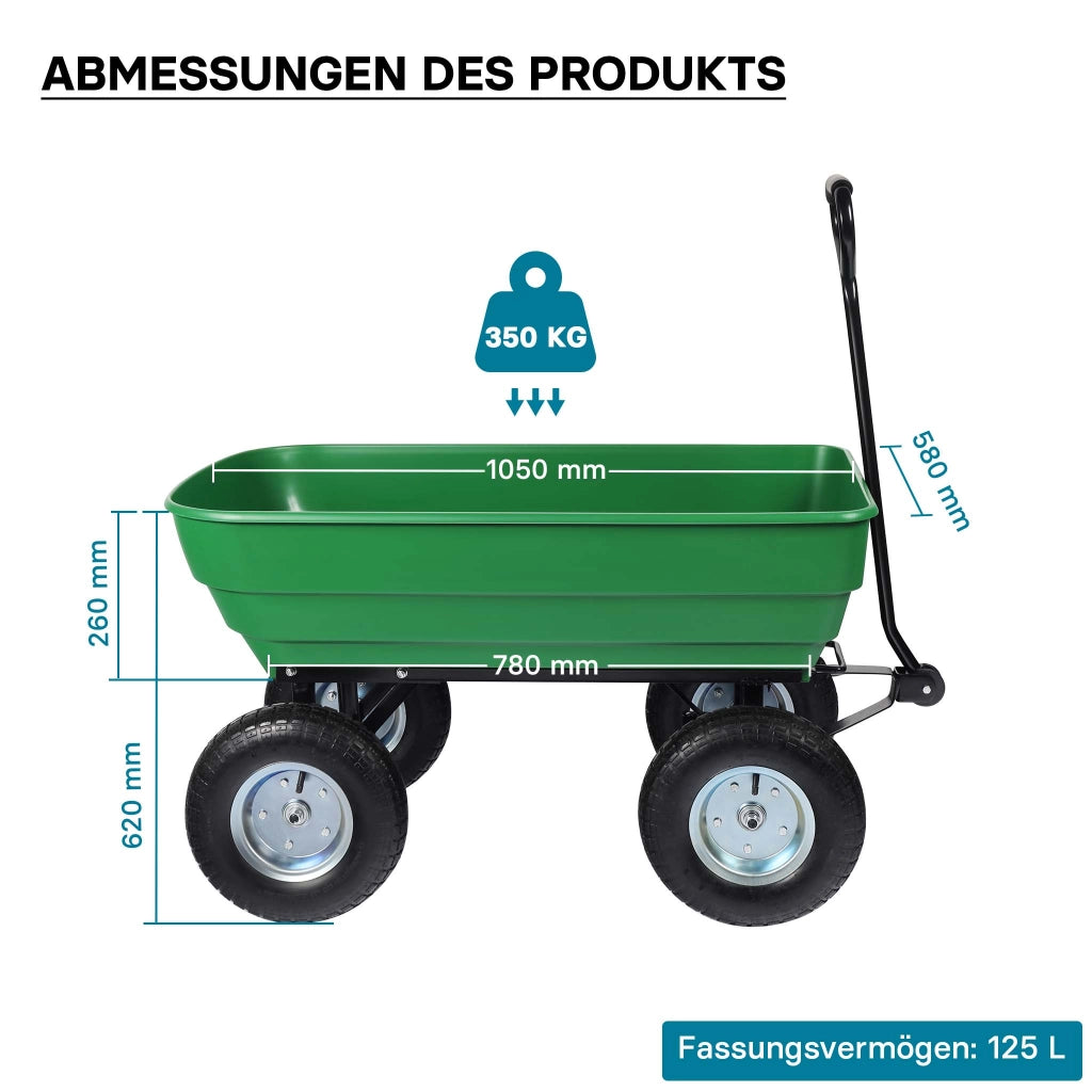 Carrello da giardino ribaltabile, capacità 125 l, portata max 350 kg, Carretto a mano Carriola