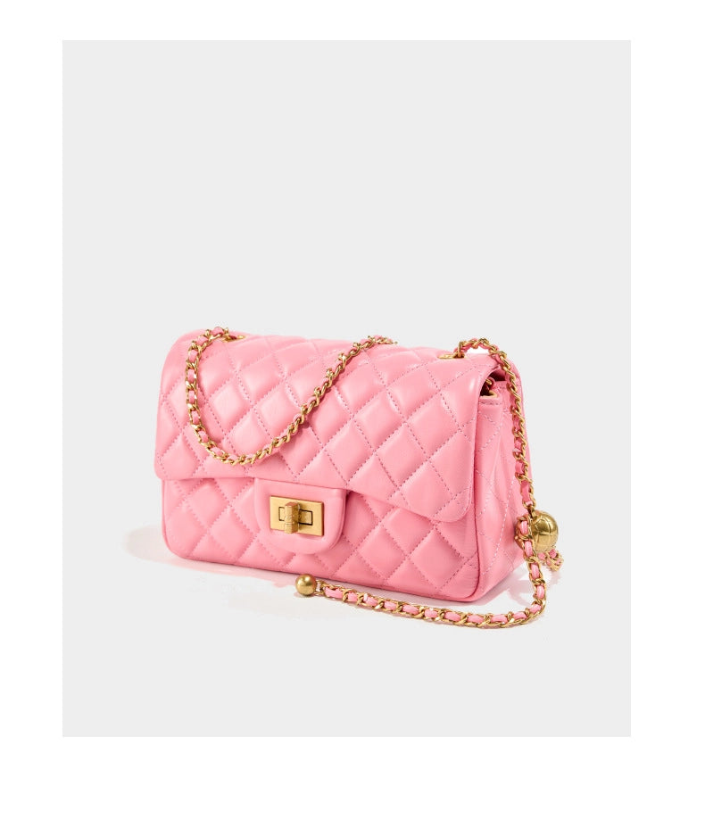 Borsa a tracolla in vera pelle da donna, modello Hobo, rosa.