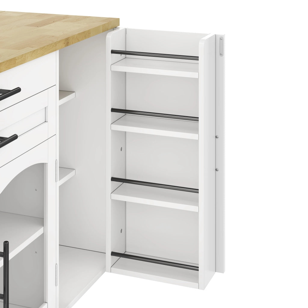 Isola Cucina Mobile con Piano Pieghevole ¨C MINIMAL ¨C 120x45x90, 5 Ruote, Cassetto, Spezie