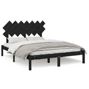 Letto matrimoniale | Letto per adulti | Giroletto Nero 140x190 cm in Legno Massello