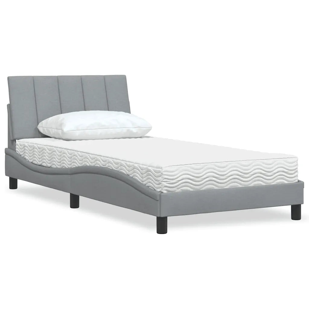 Letto con Materasso Hanko Grigio Chiaro 100x200 cm in Tessuto 3310510