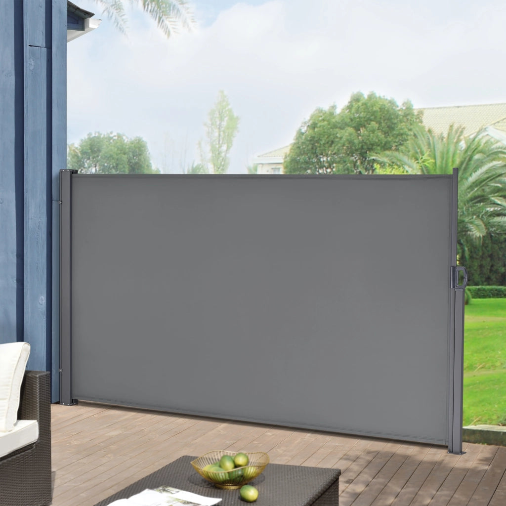 Paravento Estraibile Mulhacén Schermo Solare Verticale Barriera Privacy 160x300 cm Grigio Medio pro.tec