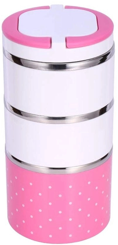 Tazza termica isolata 1200 ml - Contenitore per conservazione alimenti - Borsa per pranzo pieghevole - Portatile - Protezione termica 1-3 ore - Rosa