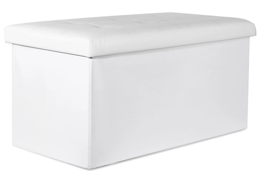 Pouf contenitore pieghevole Valora XXL in ecopelle bianca