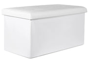 Pouf contenitore pieghevole Valora XXL in ecopelle bianca