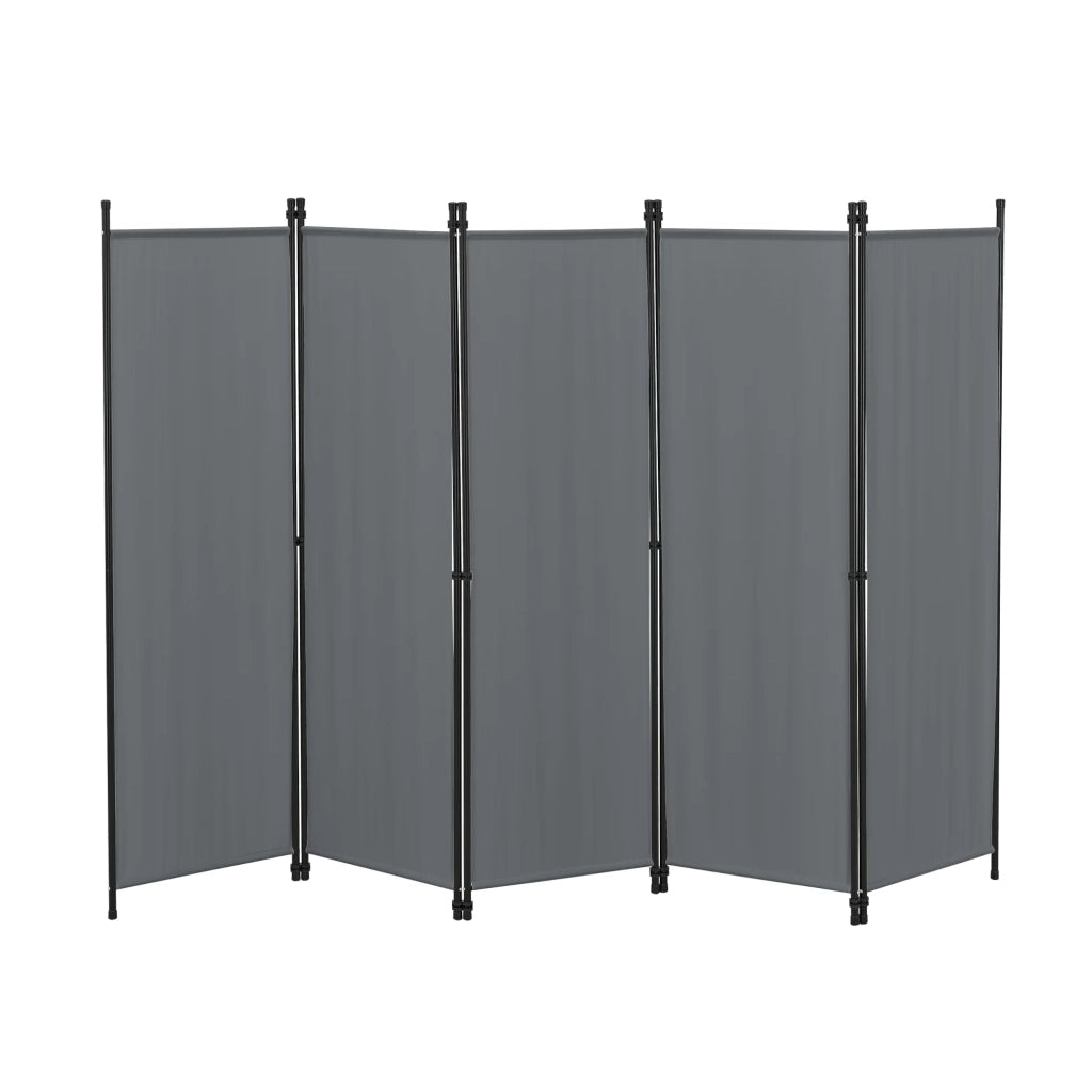 Schermo divisorio per la privacy a 5 pannelli 171 x 250 cm grigio scuro 03_0008064