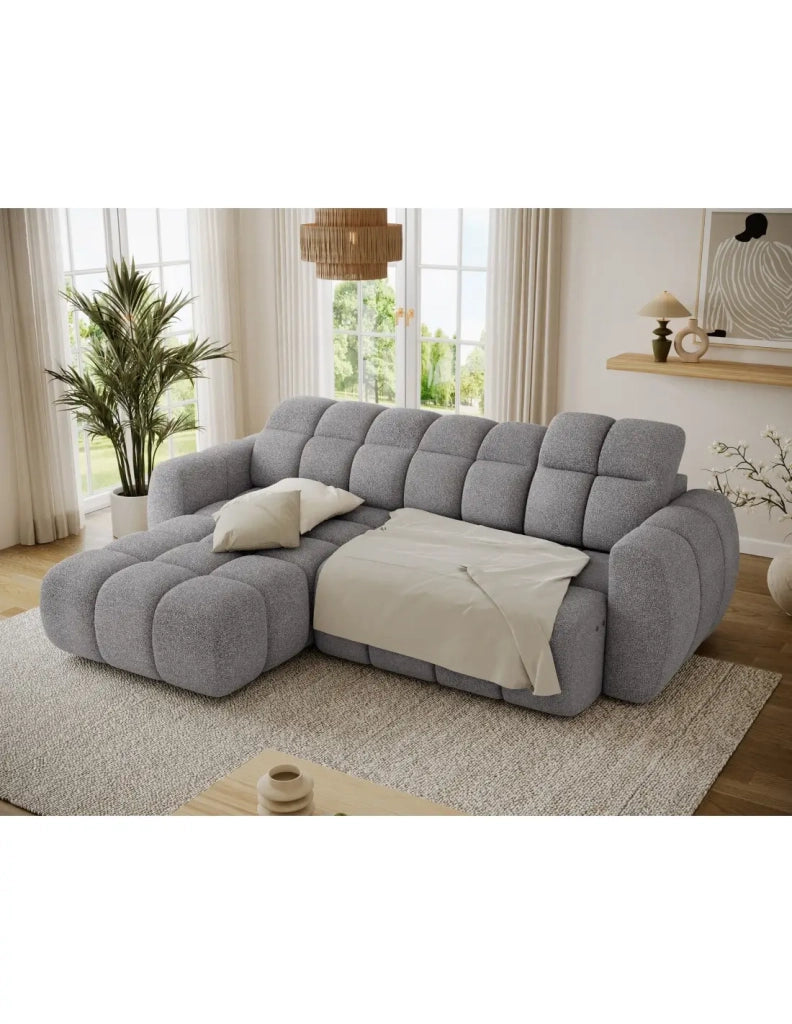Divano angolare elettrico FANOTI 3 posti grigio melange – angolo sinistro – versione 2
