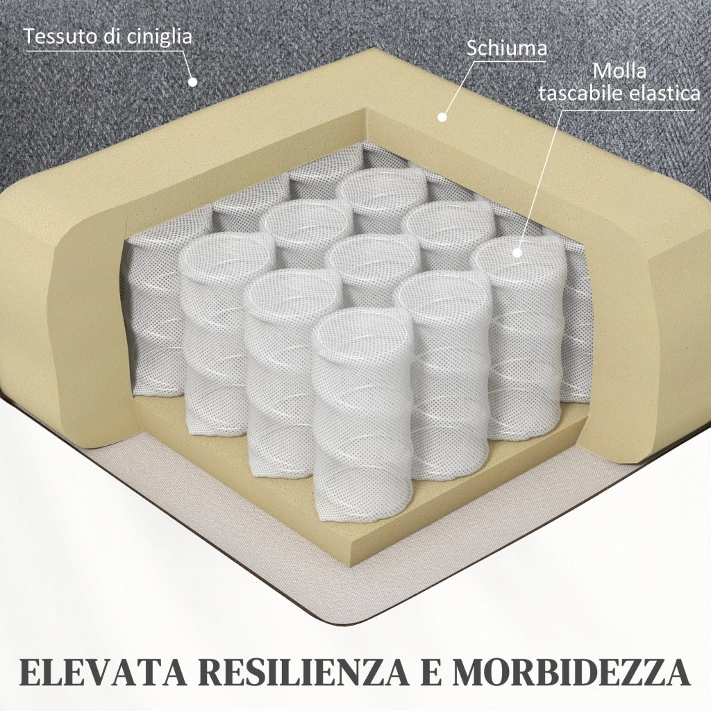 Poltrona Alzapersona Reclinabile a 135° 8 Punti Massaggianti in Tessuto Effetto Lino Grigio