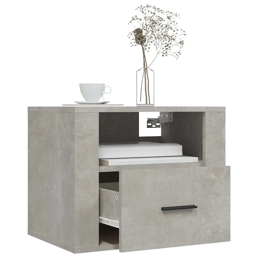Comodini a Muro 2 pz Grigio Cemento 50x36x40 cm 816889