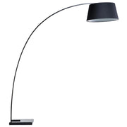 Lampada da terra in metallo Nero 234 cm con struttura curva paralume in policotone paralume a tamburo con base in marmo dal design moderno
