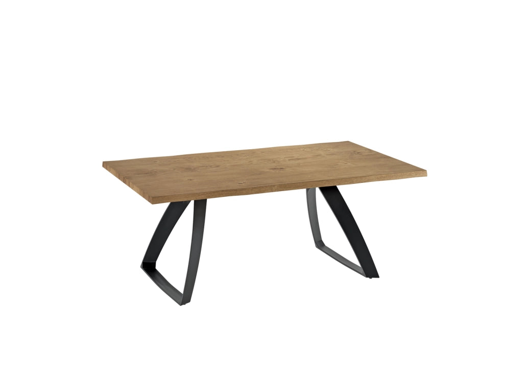 Tavolo da pranzo allungabile Bridge in Rovere naturale impiallacciato con gambe in metallo nero, design industriale - Linea Bridge