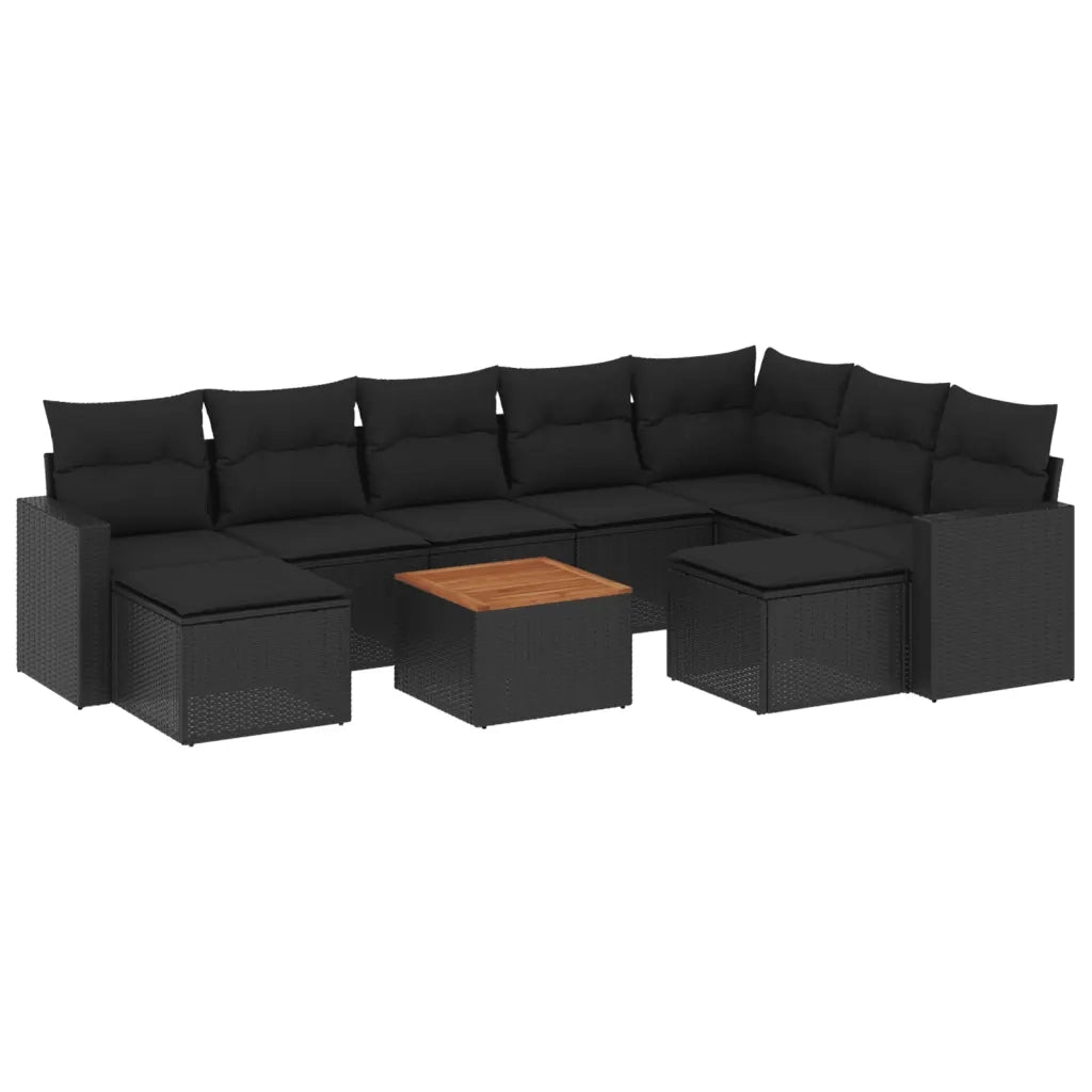 Set Divani da Giardino 10pz con Cuscini in Polyrattan Nerocod mxl 89171