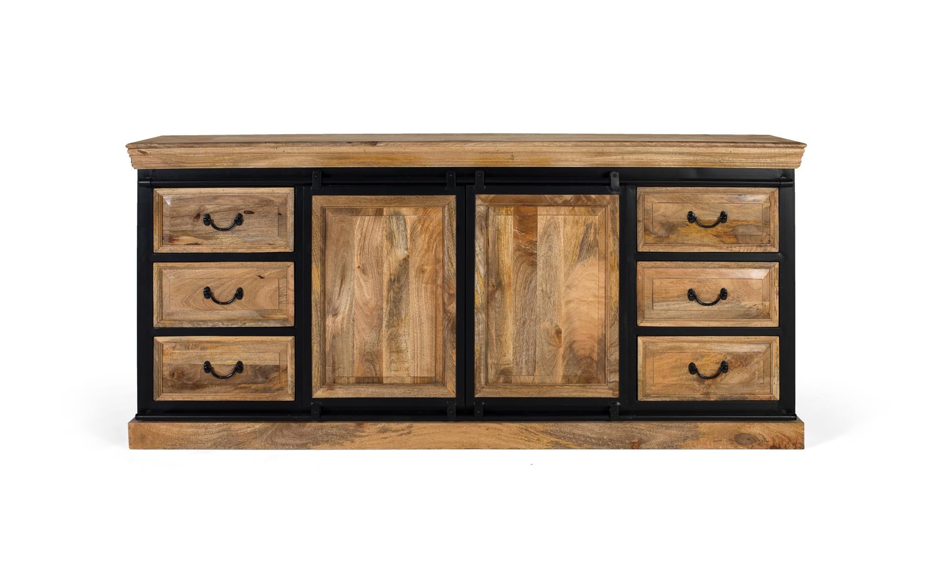 Credenza in stile industriale realizzata a mano in legno di mango 2m