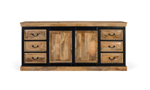 Credenza in stile industriale realizzata a mano in legno di mango 2m