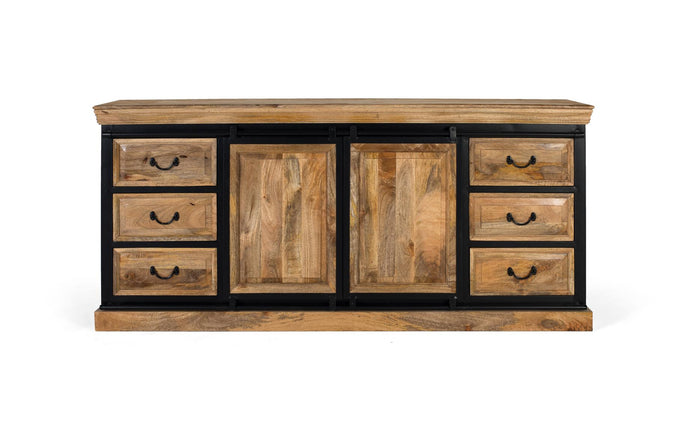 Credenza in stile industriale realizzata a mano in legno di mango 2m