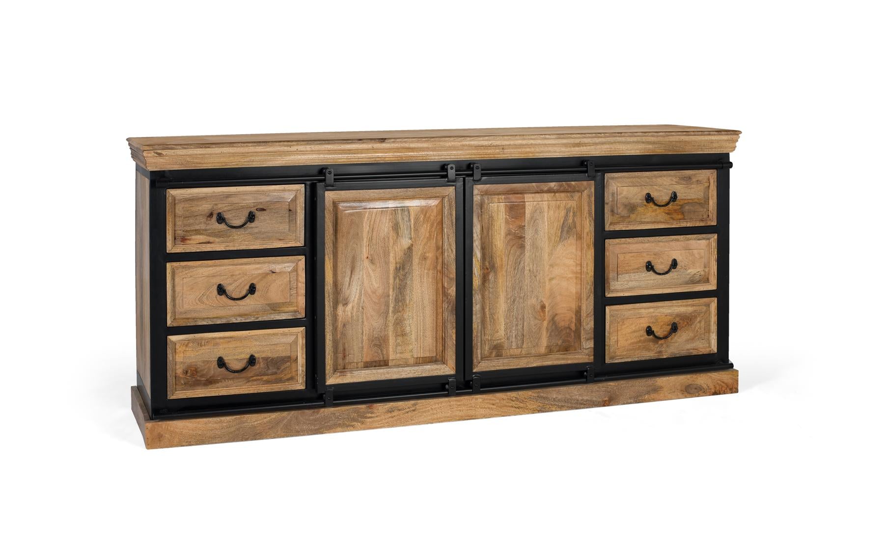 Credenza in stile industriale realizzata a mano in legno di mango 2m