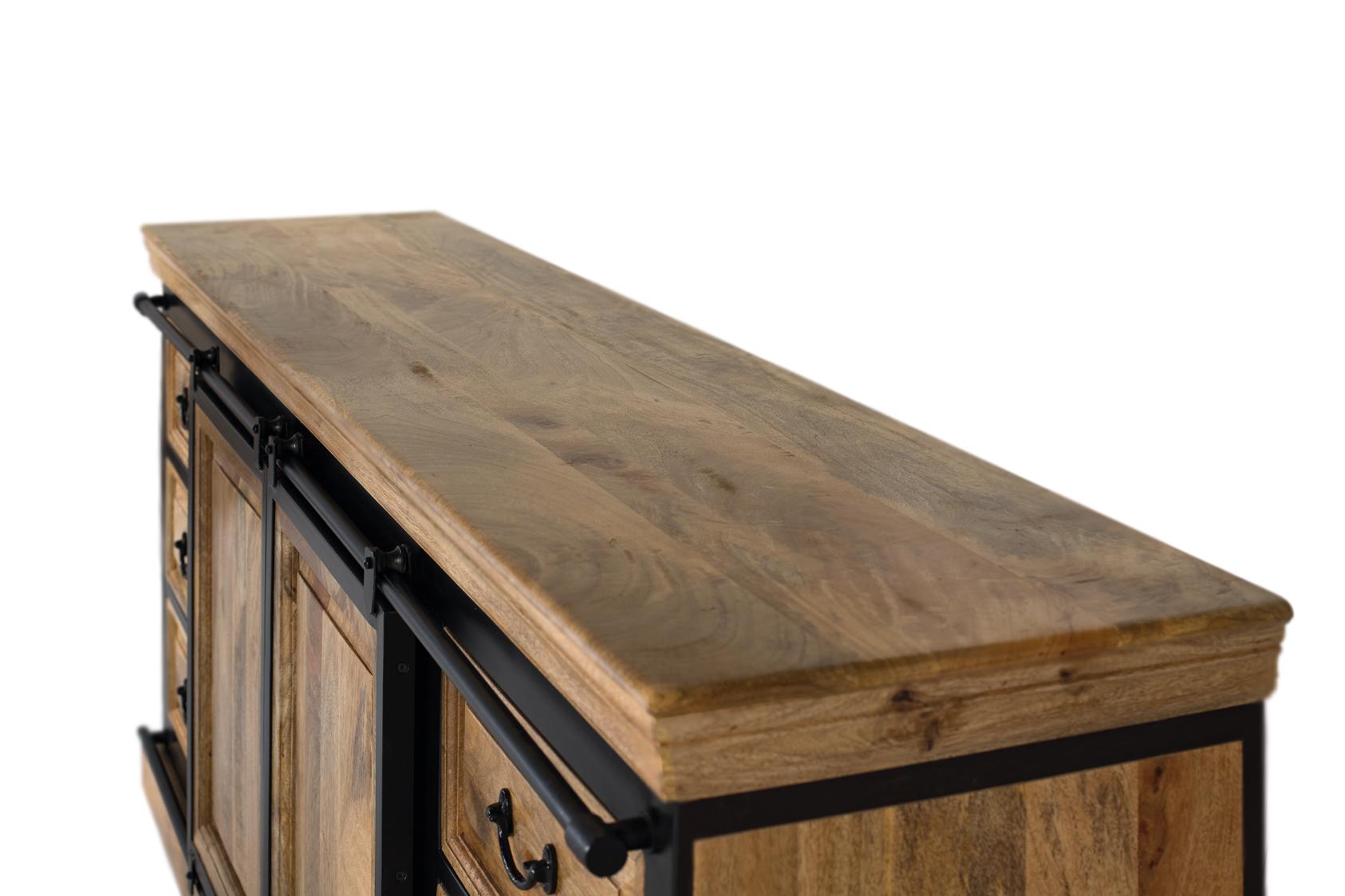 Credenza in stile industriale realizzata a mano in legno di mango 2m