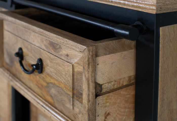 Credenza in stile industriale realizzata a mano in legno di mango 2m