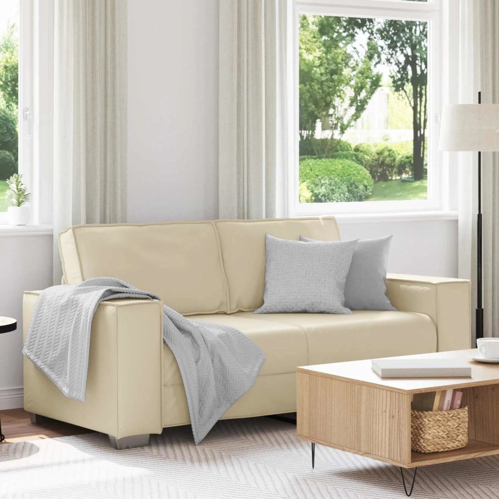 Divano | Divano da soggiorno | Sofa a due posti Crema 180 cm Pelle Sintetica