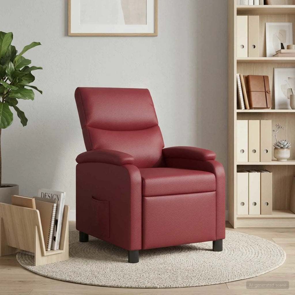 Divano Sedia-Poltrona reclinabile Rosso Vino Similpelle 320391