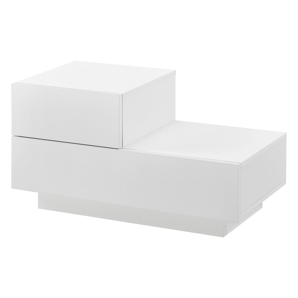 Comodino Sebokeng con 2 Cassetti per Lato Sinistro del Letto 38x70x35 cm Bianco Opaco [en.casa]