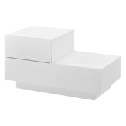 Comodino Sebokeng con 2 Cassetti per Lato Sinistro del Letto 38x70x35 cm Bianco Opaco [en.casa]