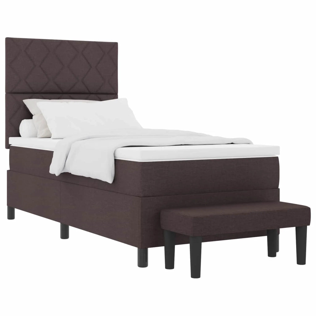 Letto a molle con materasso Marrone Scuro 90 x 190 cm Tessuto 3344110