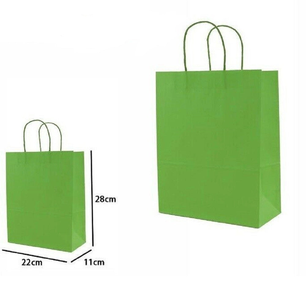 Trade Shop - Set 4 Pezzi Buste Borsa Da Regalo Sacchetti Carta Colore Verde 28x22x11cm 68454 -