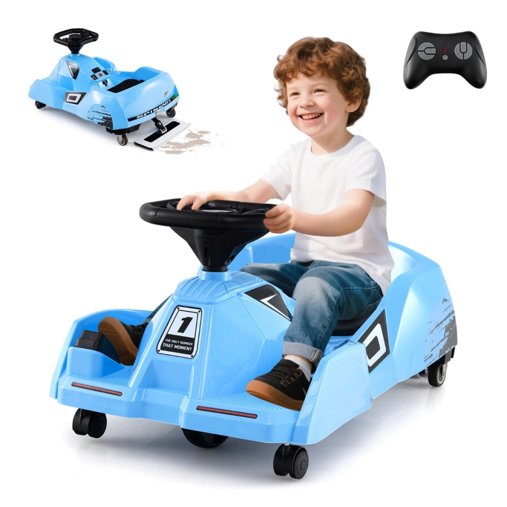 Go kart elettrico per pulizia macchina da corsa 12V con mop staccabile, Go kart elettrico telecomando a 3 velocit¨¤ Blu-Go Kart