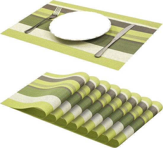 Set di 8 pannelli per tavolo da cucina in PVC antislip resistente al calore e facile da pulire, dimensioni 30 * 45cm, colore verde