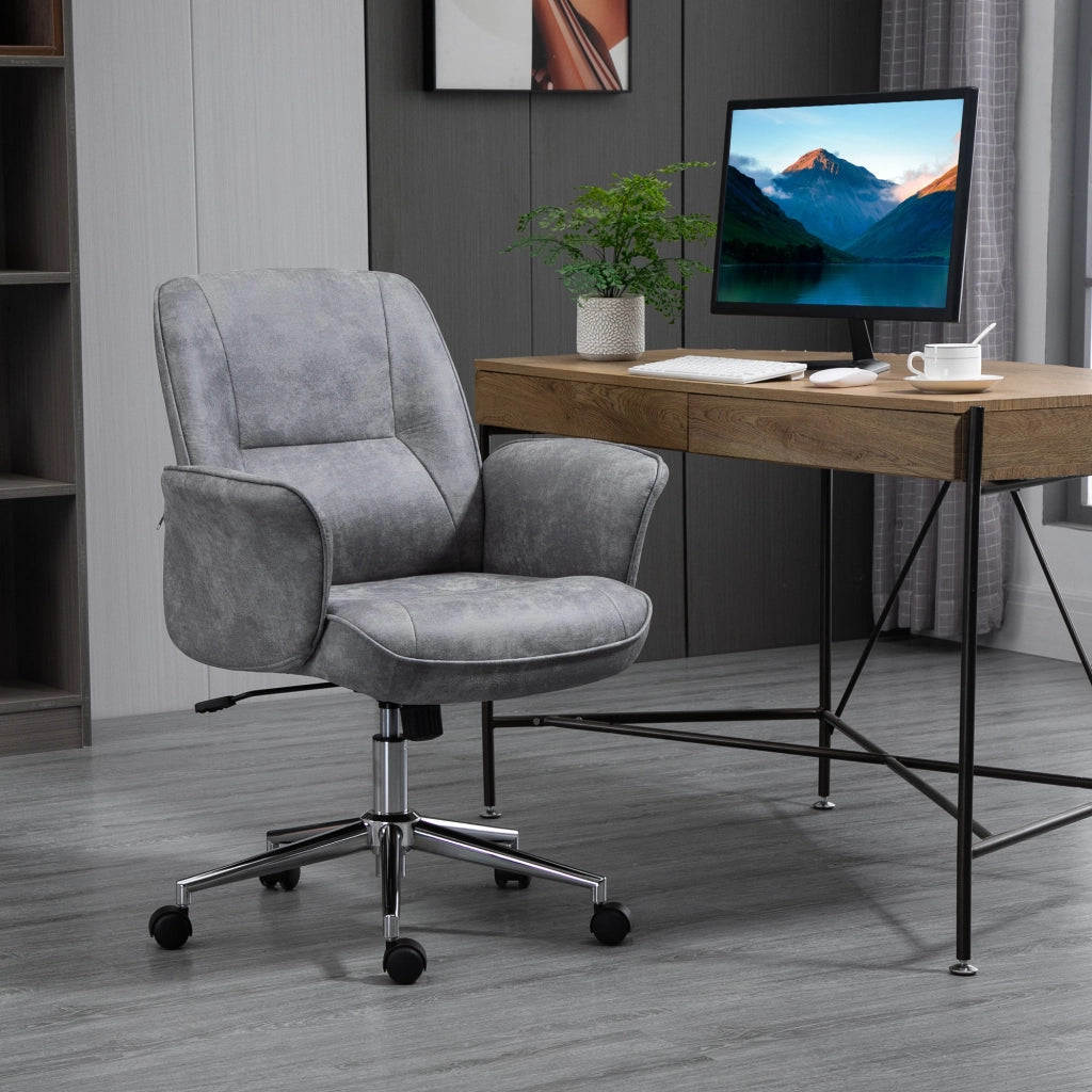 EasyComfort Sedia da Ufficio Ergonomica Altezza Regolabile e Dondolo, Rivestimento in Microfibra, 67x69x92-102cm, Grigio Chiaro