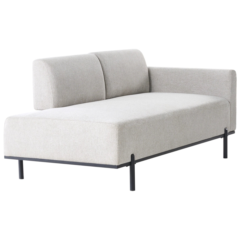 Chaise Lounge destra Grigio chiaro in finto lino Stile minimalista Gambe in metallo Chaise da salotto