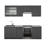 Cucina componibile Fame-Line Grigio scuro/Antracite 240 cm, PL Marmo Vicco