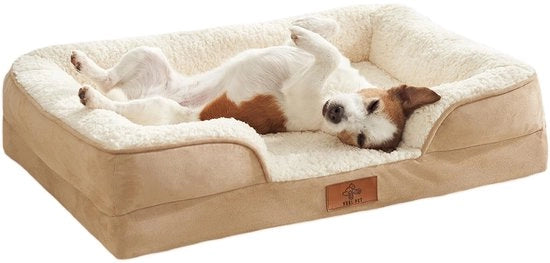 Letto per cani con schiuma ortopedica di alta qualità | Letto per cani removibile e respirabile | Letto per cani per cani di tutte le taglie | Copertura impermeabile (MEDIUM)