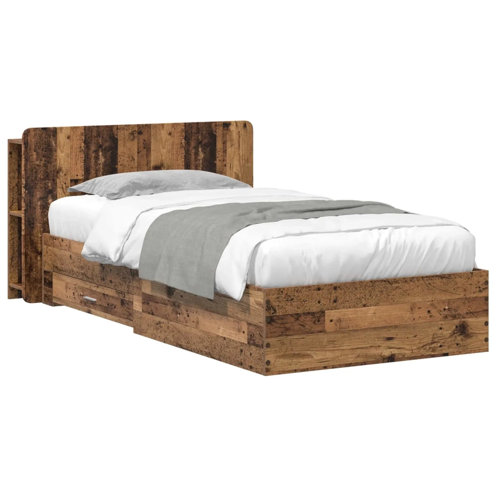 Telaio del letto con storage Legno antico 90 x 190 cm