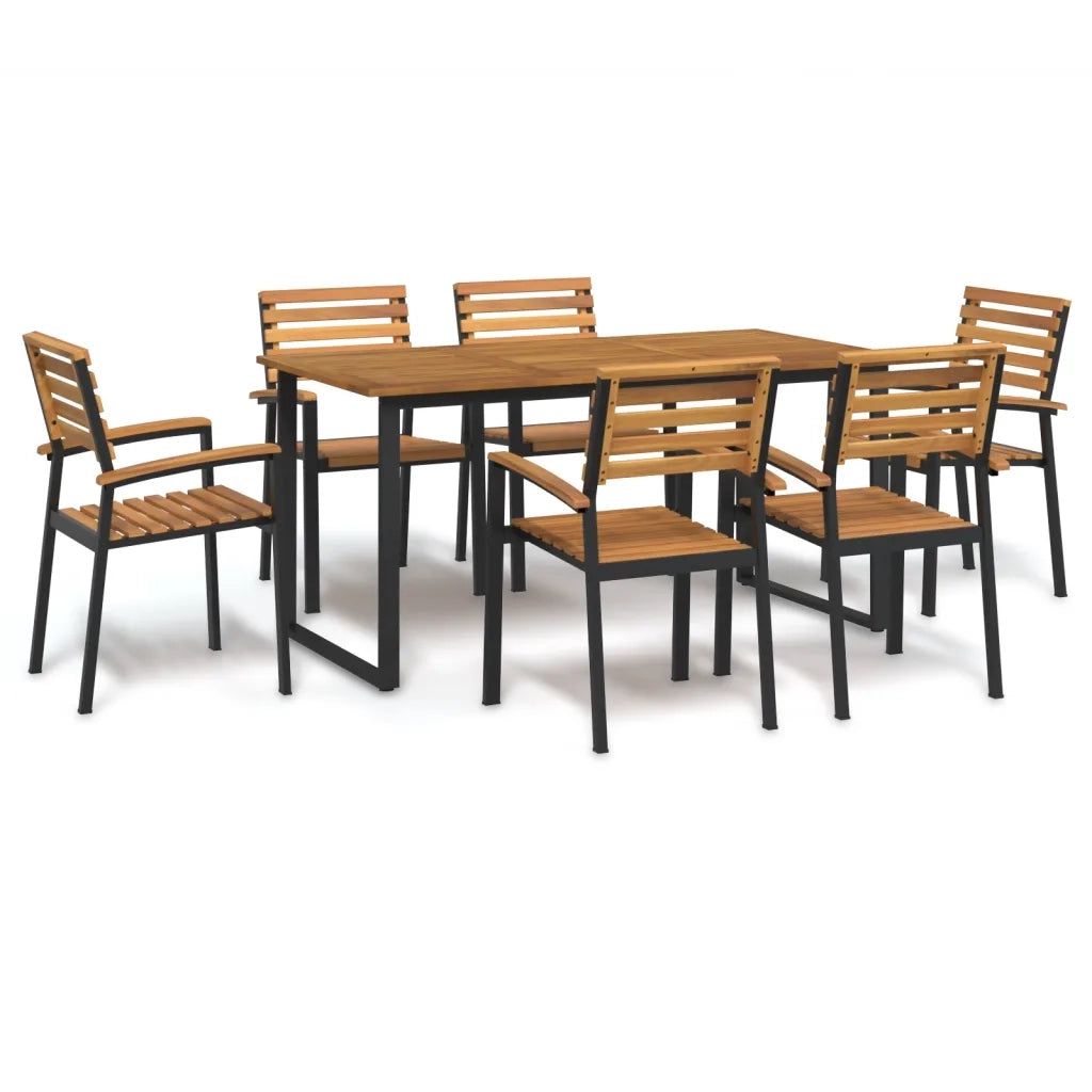 Set Pranzo da Giardino 7 pz Legno Massello di Acacia e Metallo